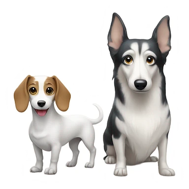 White dachshund next to a husky  sticker