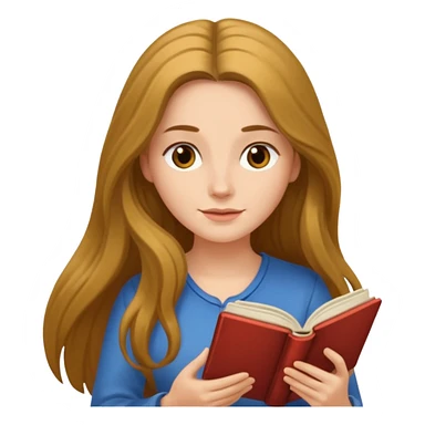 long haired women with book sticker