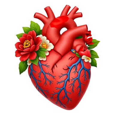 Anatomical hart with flowers sticker