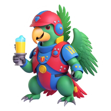 party parrot in space marine gear, helmet with a visor, glowing details, celebrating in space sticker