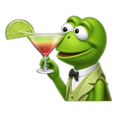 kermit the frog drinking a martini sticker