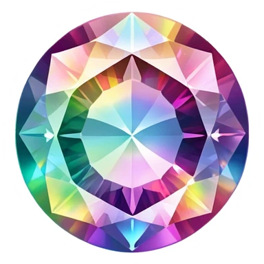 Faceted round mystic quartz with holographic rainbow effect and brilliant shine sticker