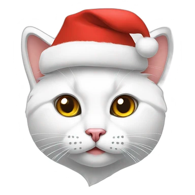 white cat with christmas hat sticker
