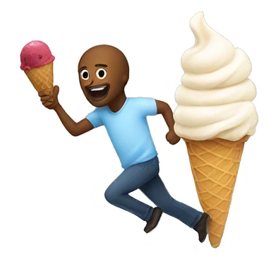 Ice cream chasing a man sticker