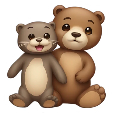 an otter and a teddy bear in love sticker