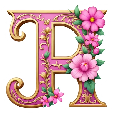 Pink, romantic, flowery, the letter “f” sticker