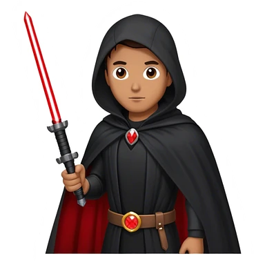 Man in a black cloak holding a red laser sword sticker