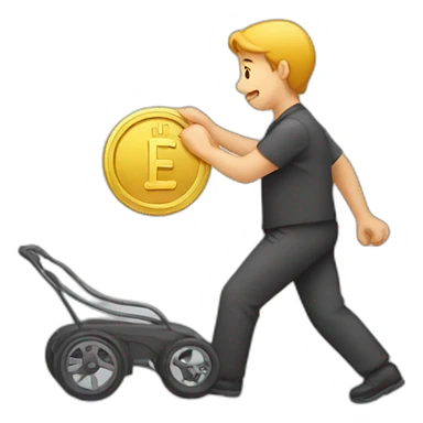 Person pushing a coin sticker