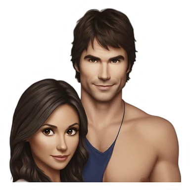 Ian Somerhalder embrasse Nina Dobrev sticker