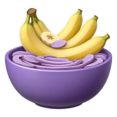 super realistic small lavender bowl filled with sliced bananas sticker
