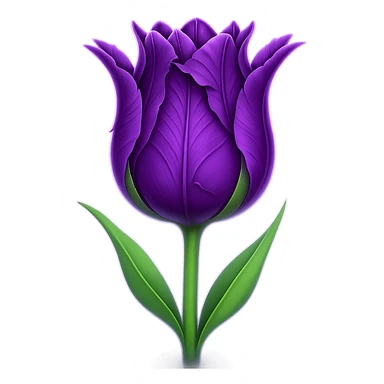 Add a subtle glowing effect around the goth tulip. Keep the background transparent. The style should resemble apple emoji style with clean, smooth, and colorful details typical of apple emojis. sticker