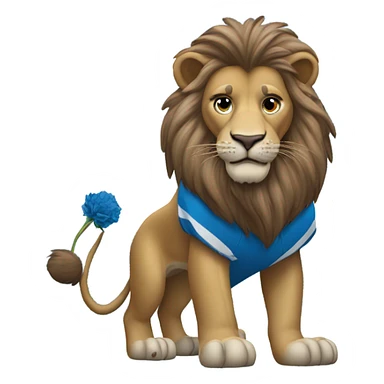 Lion with a Detroit lions jersey sticker