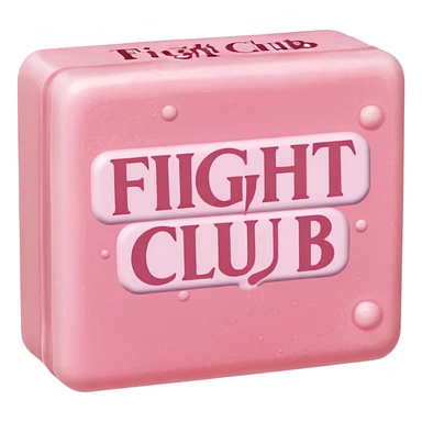 "fight club" text on a 3/4 foamy  pink soap sticker