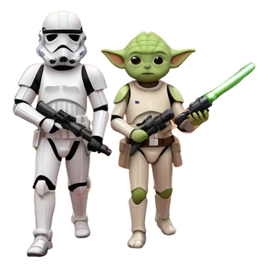 stormtrooper and Yoda walking together on a lava planet, camera POV, vlogging selfie sticker