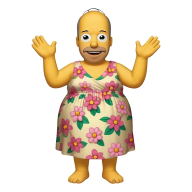 fat hommer simpson with flowers dress sticker