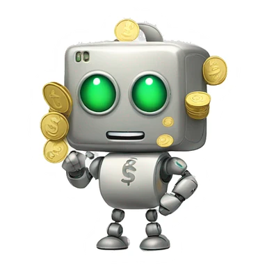 Cute robot with money bags sticker