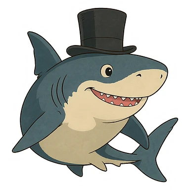 shark with a top hat sticker