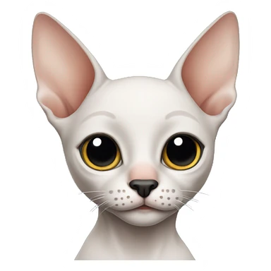 hairless cat with black ears and nose sticker