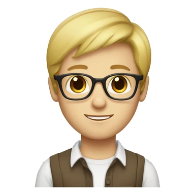 blond hair boy with glasses with shirt and brown eyes and white skin sticker