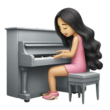 Asian girl long hair playing piano sticker