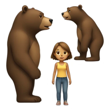 girl standing up to a bear sticker