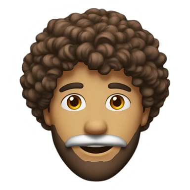 Homme, cheveux long bouclé couleur marron sticker