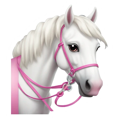 Cute white horse with pink rein sticker