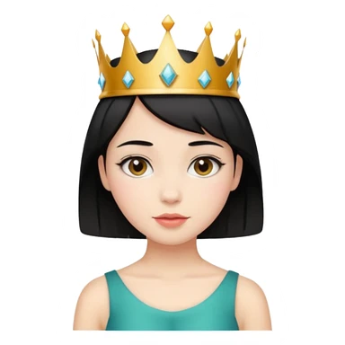 Chica linda pelo corto negro con una corona  sticker