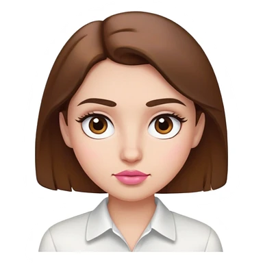 aku memiliki rambut kecoklatan, wajah ku bulat, alis ku tebal, bulu mata ku lentik, hidung ku sedikit pesek, bibir ku kecil dan pink, memakai baju berwarna putih sticker