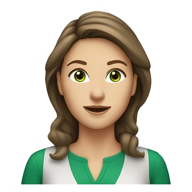  Caucasian woman with brown hair green eyes at work sticker