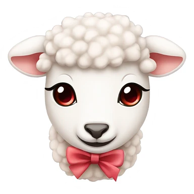 lamb with red eyes and pale pink bow  sticker