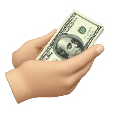 Hand holding a money spread sticker