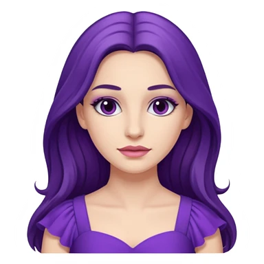 A young woman in 30s with purple dress. Long hair with make up.  sticker