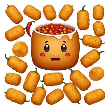 Tater tot covered with chili sticker