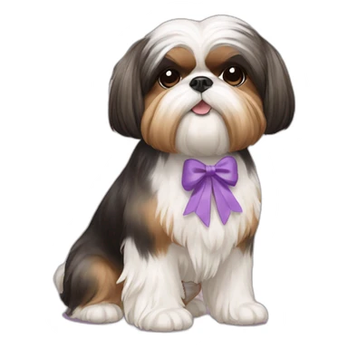 Dog Shih Tzu with a bow on his head full-body sticker