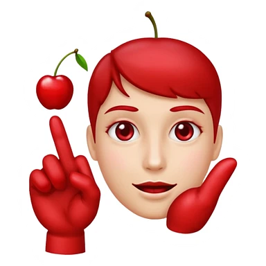 Holding a cherry between two fingers sticker