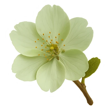 show  one green cherry blossom, remove background sticker