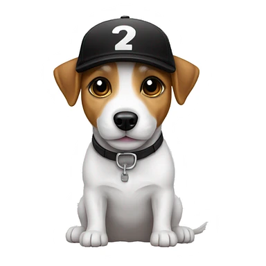 Jack Russell Terrier blanco con negro emoji con gorra sticker