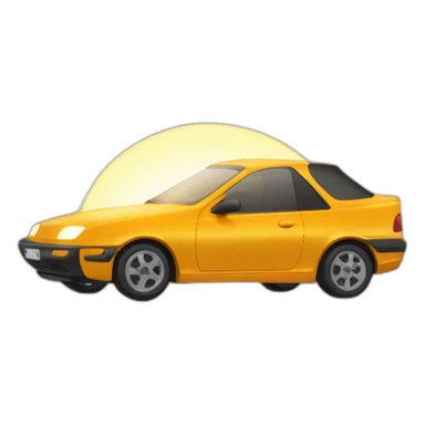 voiture roulant vers un soleil couchant sticker