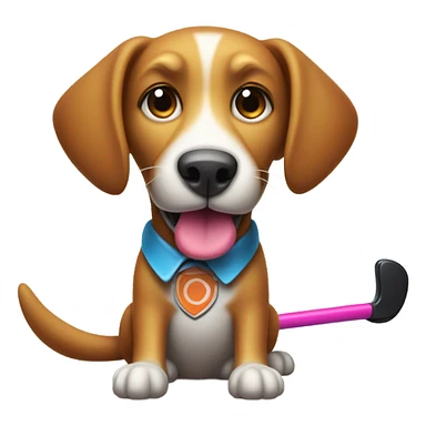 Dog playing field hockey  sticker