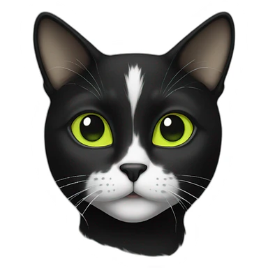 black-and-white cat with yellow-green eyes sticker