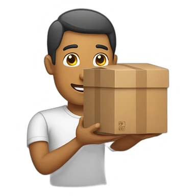 Man with box into the hands sticker