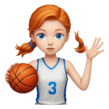 Ginger girl with blue eyes playing basketball sticker