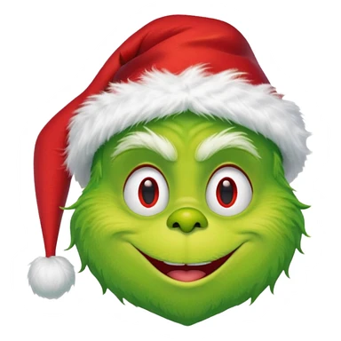 The Grinch, happy face, with christmas hat sticker