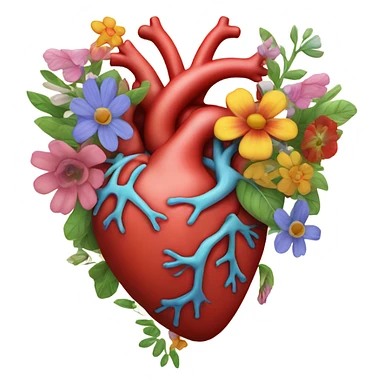 Anatomical hart with flowers sticker