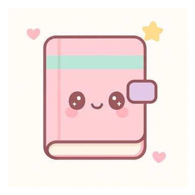 Make the diary pink in a kawaii style, keep the smiling face and pastel colors, maintain the cute and soft pastel style. sticker