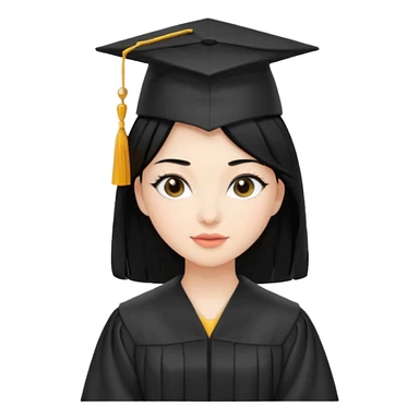 women, black hair, graduation robe and hat white skin sticker