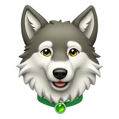Wolf happy avec collier vert sticker