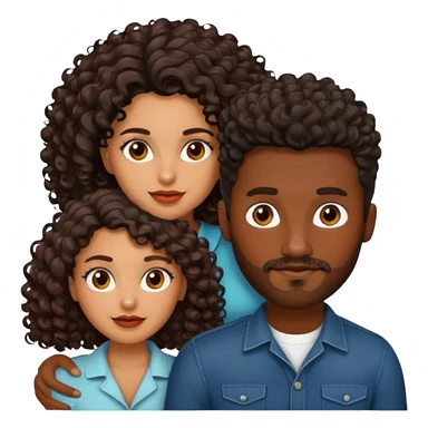Dark brown skin man with a light beard and a curly   fade haircut with dark brown eyes with a brown  brown Latina woman with dark wavy hair  sticker