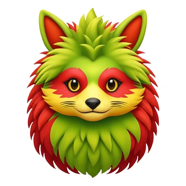 Cozy furry warm lush tropical colorful edgy exotic Fakémon-Pokémon-Vernid-creature sticker